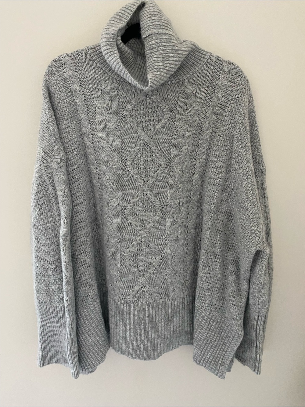 24/7 Split-Hem Cable-Knit Sweater Women's Gap Size XXL Gray Oversized